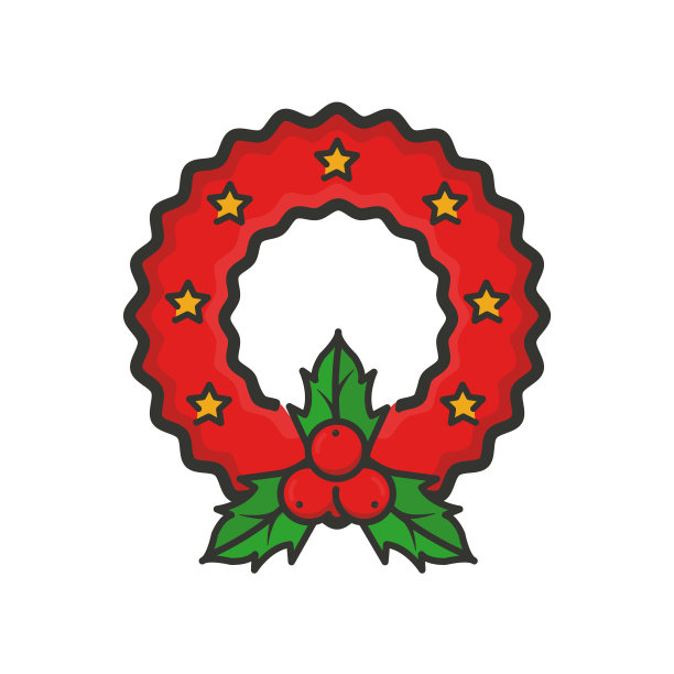 圣诞冬青花环图标图片下载