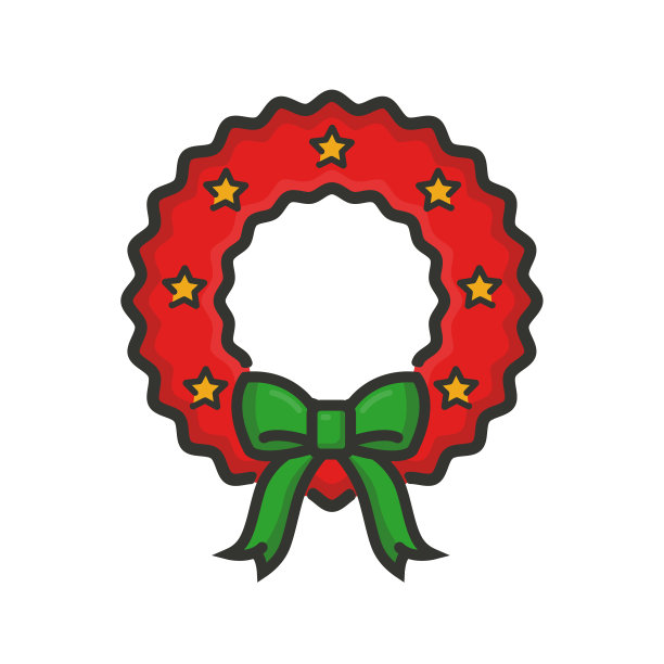 花环图标与圣诞弓图片下载