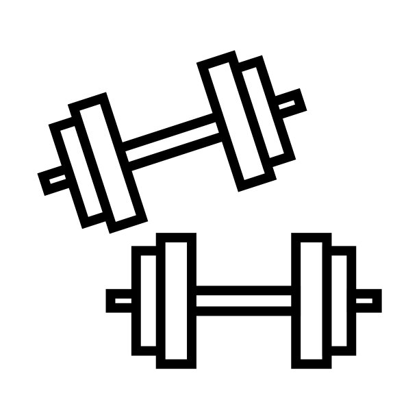 哑铃线图标，权重矢量标志孤立在白色背景上图片下载