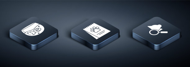 设置水族馆与鱼，兽医诊所符号和袋的食物为狗的图标。向量图片下载