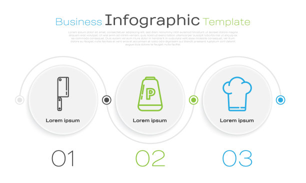 绞肉机，辣椒和厨师帽。业务信息模板。向量图片下载
