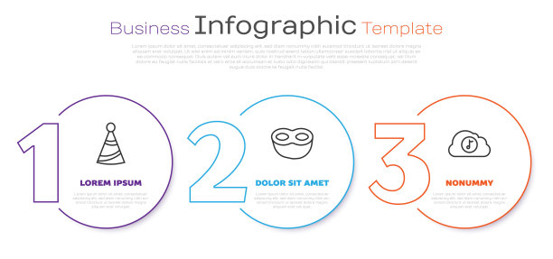 设置线上派对帽，节日面具和音乐流媒体服务。业务信息模板。向量图片下载