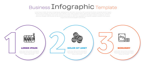 设置线上老虎机，赌场筹码和游戏骰子和一杯威士忌加冰块。业务信息模板。向量图片下载