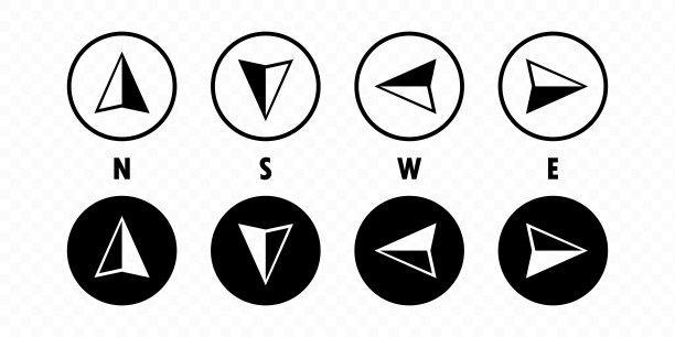 指南针图标集：东南西北方向矢量图标，适用于网站、Logo、App和UI设计图片下载
