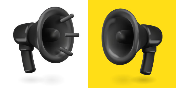 3d黑色扩音器逼真的图标图片下载
