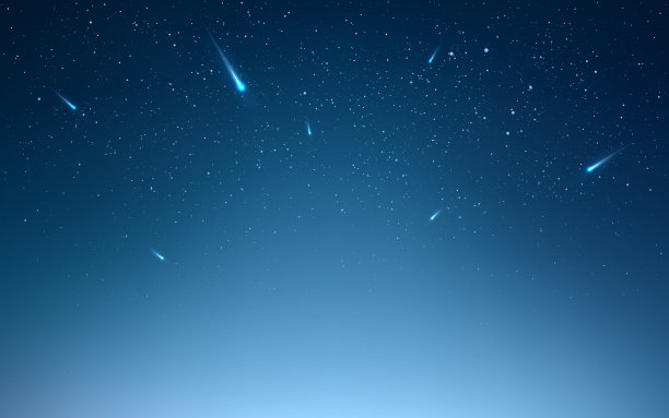 流星。夜空中有坠落的陨石。蓝色的空间。宇宙背景与发光的痕迹。宇宙横幅或海报模板。矢量图图片下载