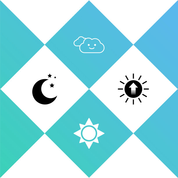 设置月亮和星星，太阳，云和日落图标。向量图片下载
