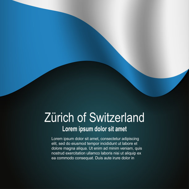瑞士苏黎世的旗帜在黑暗的背景下与文字图片下载