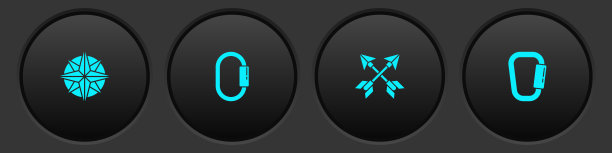 设置风玫瑰，钩环，交叉箭头和图标。向量图片下载