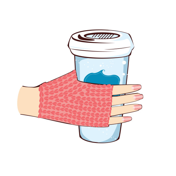 女性的手握着一杯咖啡。矢量插图。图片下载