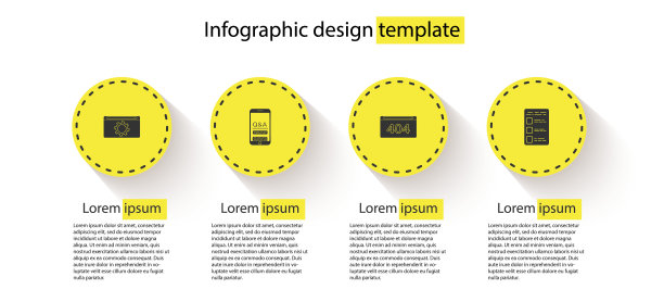 设置设置，移动问题和感叹号，页面与404错误和创建帐户屏幕移动。业务信息模板。向量图片下载