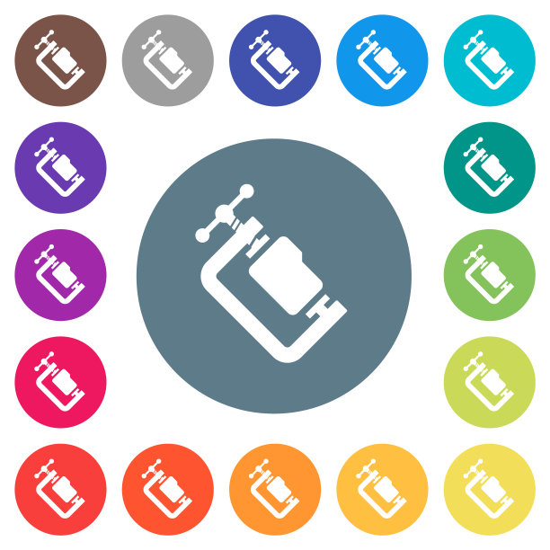 文件夹压缩实平面白色图标在圆形颜色背景图片下载