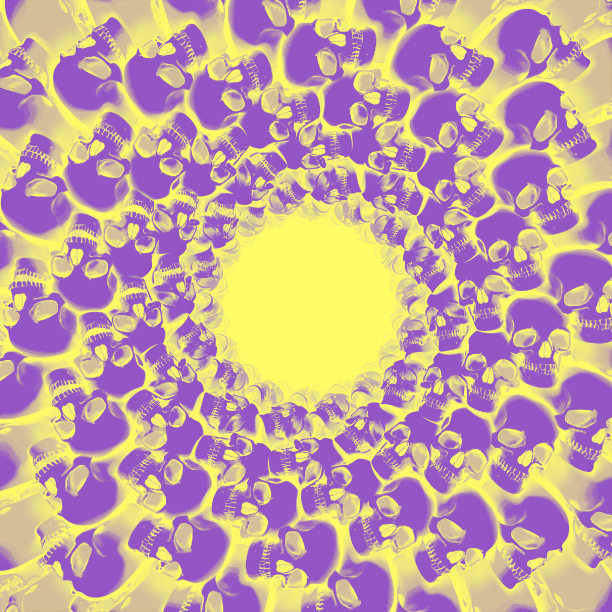 幻想线条艺术图案与无尽的头骨隧道。平面设计。三维渲染数字插图图片下载