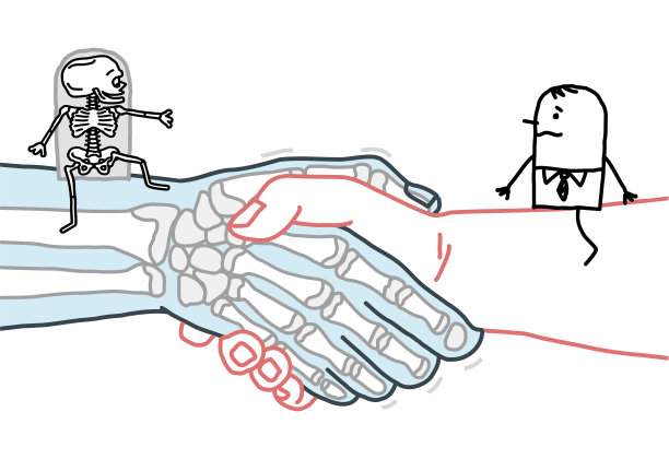 卡通人物和骷髅的一次大握手图片下载