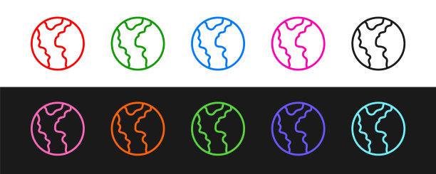 设定线全球经济危机图标孤立在黑白背景上。全球金融危机。向量图片下载