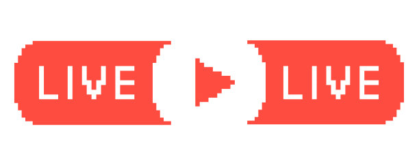 实时像素矢量图标。播放按钮，新闻，广播，电视或在线广播。图片下载