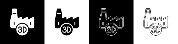 设置印刷厂工业图标孤立在黑白背景上。向量图片下载