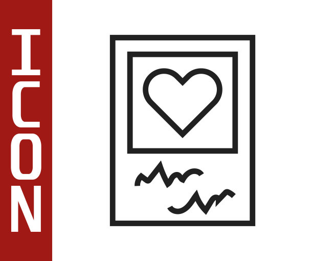 黑线空白相框和心脏图标孤立在白色背景。情人节的象征。向量图片下载