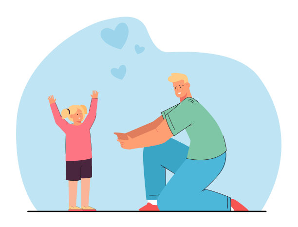 快乐的小女儿跑向爸爸，寻求家人的拥抱素材图片