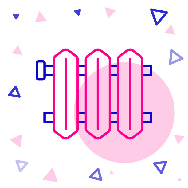 线暖气散热器图标孤立在白色背景上。色彩斑斓的轮廓的概念。向量图片下载