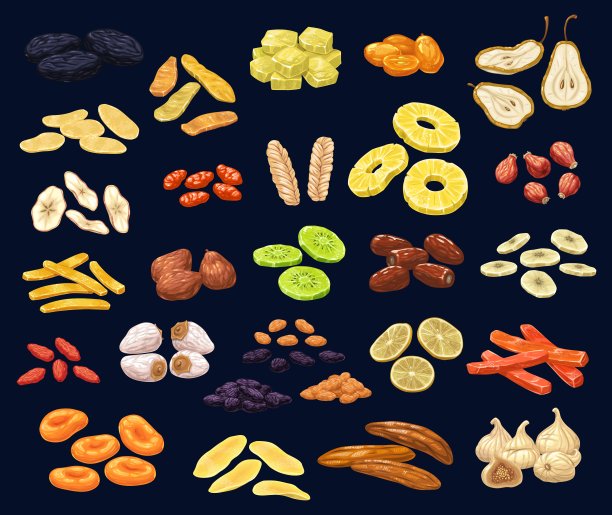 干果和浆果甜点向量集图片下载