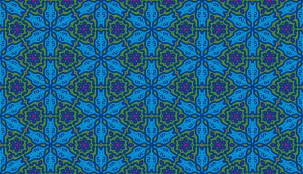 伊斯兰装饰风格的蓝色无缝图案图片下载