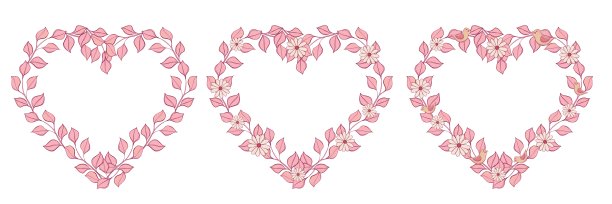 一套粉红色的装饰框架，由白色背景上的花和鸟装饰而成图片下载