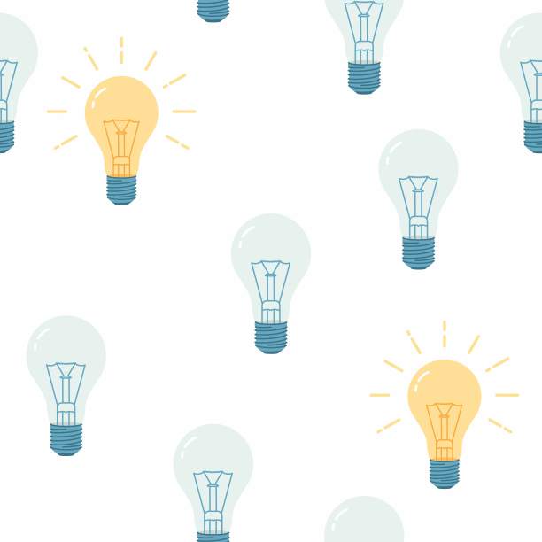 无缝图案与手绘灯泡。图片下载