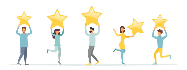 买家反馈。人们给出评论和评级。矢量插图。平的风格。图片下载