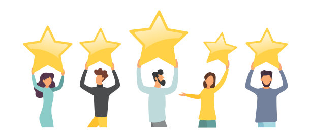 买家反馈。人们给出评论和评级。矢量插图。平的风格。图片下载