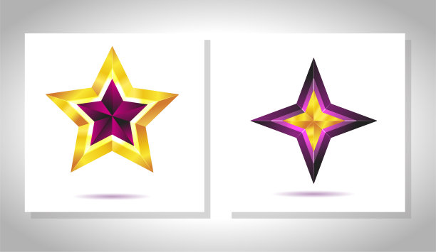 向量集的现实金属金星孤立在白色背景。圣诞节闪亮的黄色3D奖杯明星图标。领导的象征。图片下载