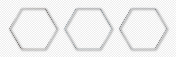 银色发光的六边形框架图片下载