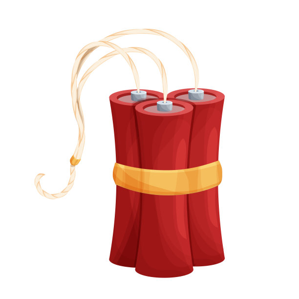 红色炸药棒，炸弹在卡通风格孤立在白色背景上。武器复古游戏元素。爆炸的物体。矢量图图片下载