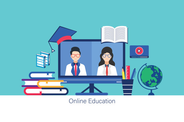 在线教育，在线课程概念，家庭学校，女老师在电脑屏幕上教学生图片下载