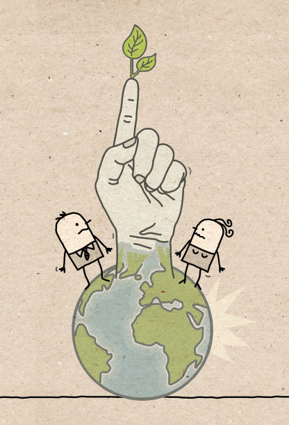 卡通人物和地球绿手指崛起图片下载