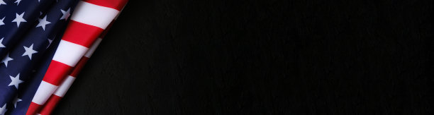 旗帜全景美国国旗复制空间黑色背景美国。图片下载