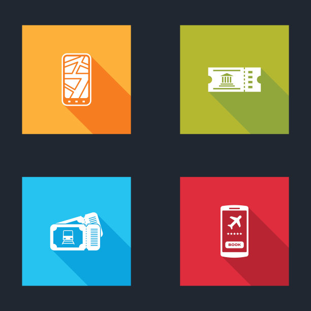 设置城市地图，博物馆门票，火车和移动图标信息图。向量图片下载