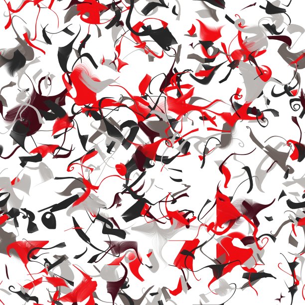 抽象的红色，黑色和灰色笔触在白色背景上。无缝纹理图片下载