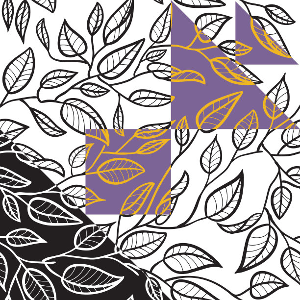 极简主义的叶线艺术插图作为一个无缝的表面图案设计图片下载