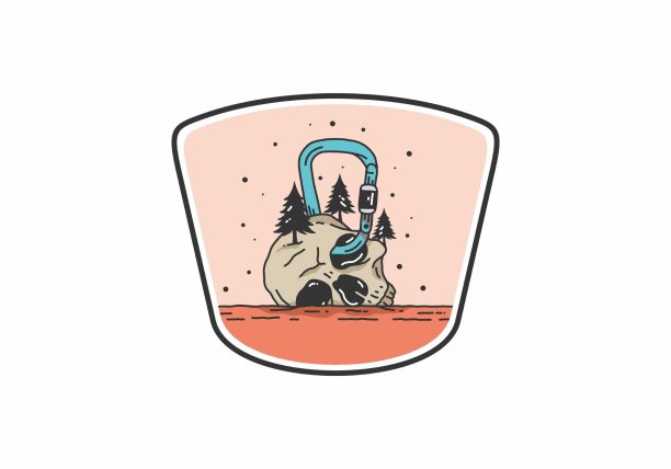 骷髅头和锁扣插图图片下载