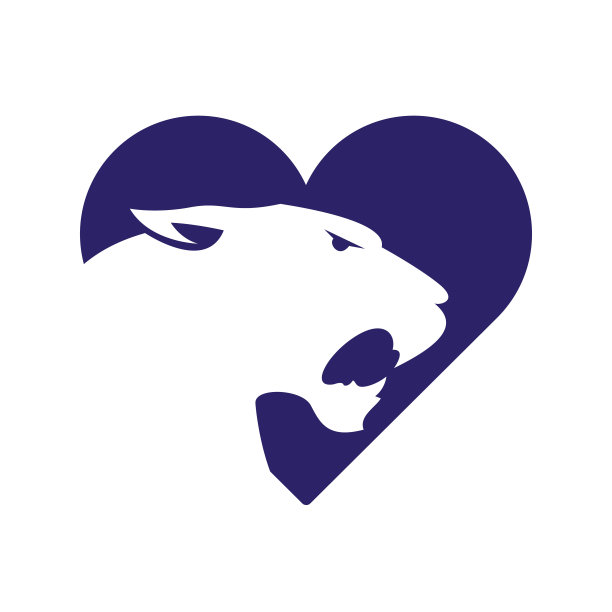 虎心形状标志模板设计矢量图标插图。图片下载