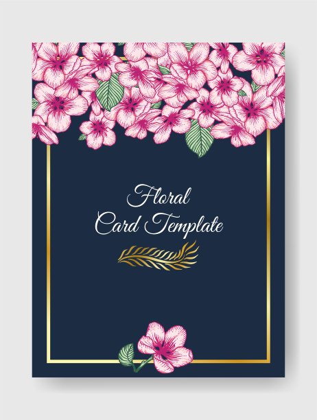 花卉婚礼邀请优雅的卡片模板图片下载