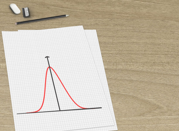 在一张纸上写下高斯曲线。标准正态分布，也叫高斯分布或钟形曲线。在统计学中用来表示分布未知的随机变量。图片下载