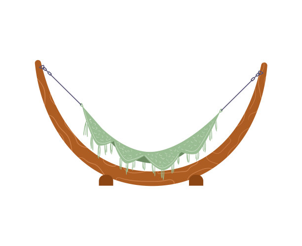 吊床为暑假和旅行，平面矢量插图孤立。图片下载