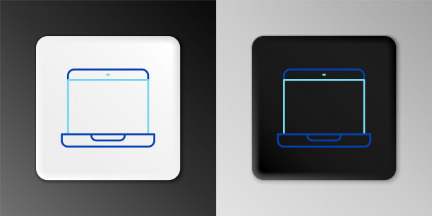 线条笔记本电脑图标孤立在灰色背景上。电脑笔记本与空屏幕标志。色彩斑斓的轮廓的概念。向量图片下载