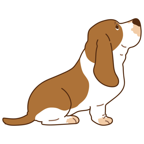 简单和可爱的概述插图巴吉特猎犬坐在侧视图图片下载