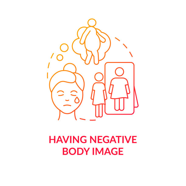 有负的身体形象红色梯度概念图标图片下载