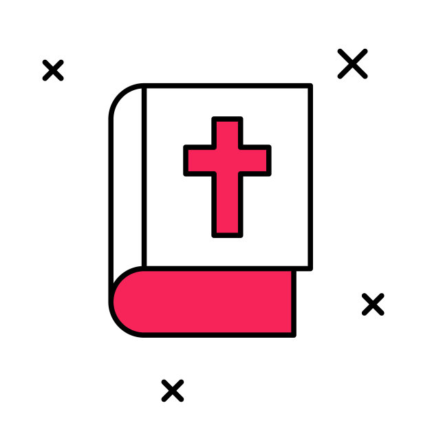 填充轮廓圣圣经书图标孤立在白色背景。向量图片下载