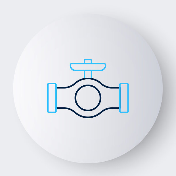 油管与阀门图标隔离在白色背景上。色彩斑斓的轮廓的概念。向量图片下载