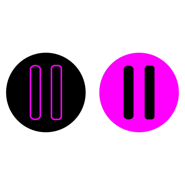 暂停图标集。黑色和粉色的符号。音频记录元素。多媒体的概念。矢量插图。股票的形象。图片下载